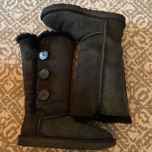 UGG Tall Black Bailey Button Boots